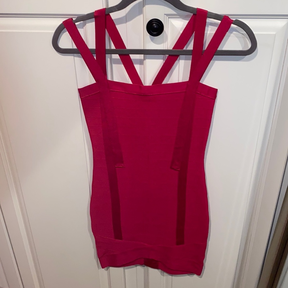 Bebe Luxe Hot Pink Bandage Dress